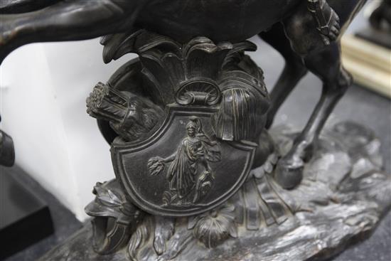 After Antoine Coysevox. A patinated bronze group of Mercury riding Pegasus, 24.5in.